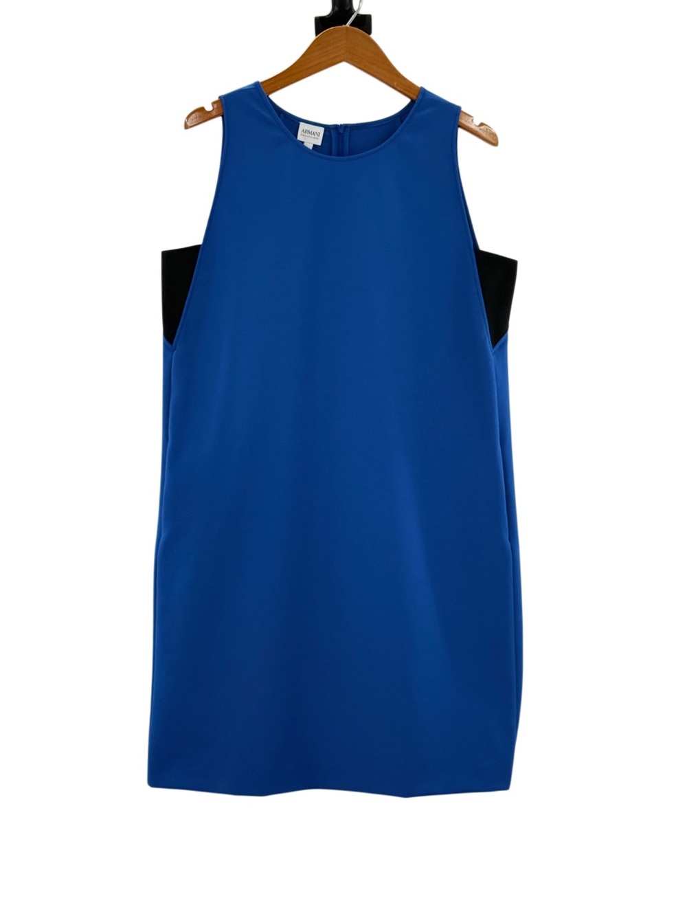 Armani Collezioni TMA31T TM004 Cobalt Blue Black Stretch Shift Dress US 10 NWT